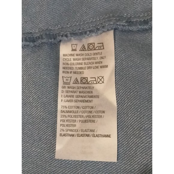 C. WONDER BLUE SPLIT NECK SHORT SLEEVE BACK ZIP STRETCH DENIM DRESS SIZE 16 - Picture 8 of 8